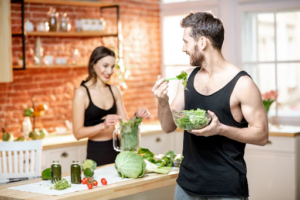 Men eating Healthy Muscle weight gain diet