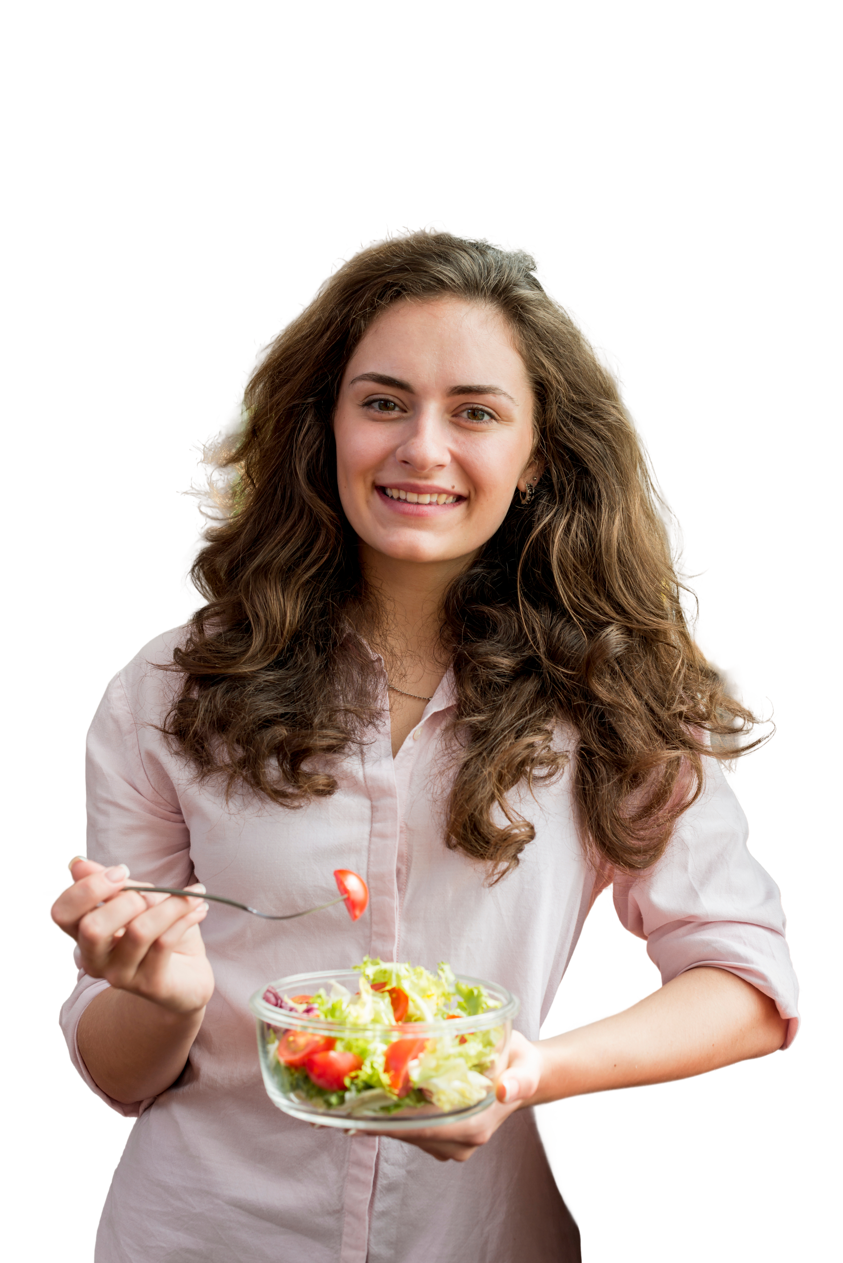 Person eating salad